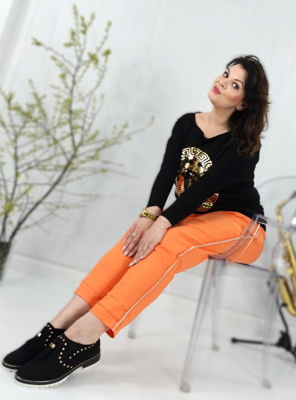 Spodnie z lampasem Ras pomarańczowe Size+