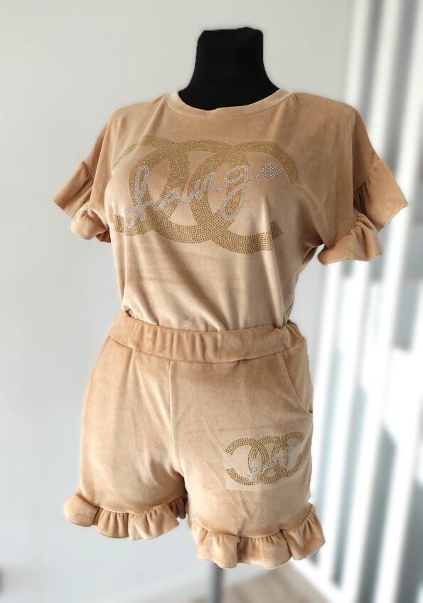 Letni komplet welurowy Coco mokka uni