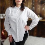 Koszula wizytowa Mihos z różami 3D biała