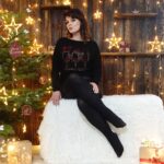 Bluzka z wiskozy z motywem świątecznym z cyrkoniami plus size