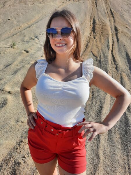 Top prążkowany Megi biały uni